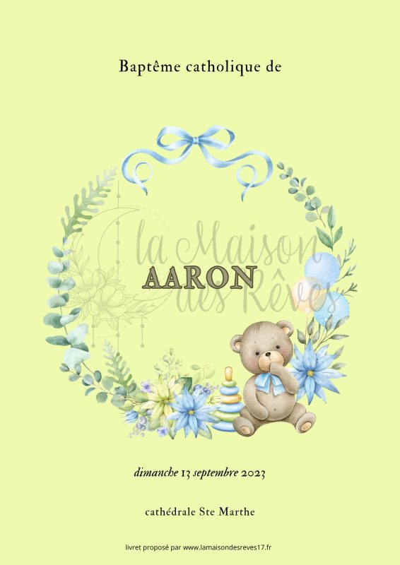 Green Blue Cute Pastel Illustration Flowers and Toys Christening Folded Card